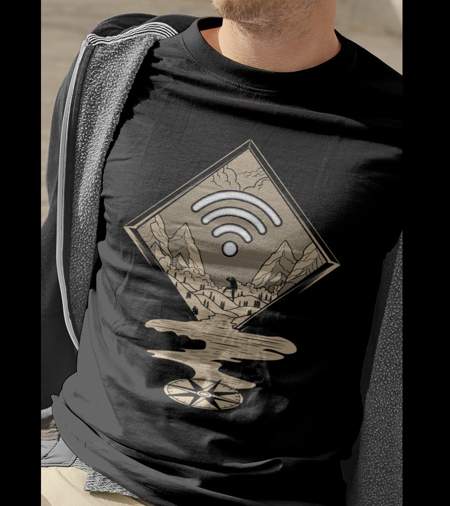 Funny Hiking No Internet No Signal WiFi Explorer Hiker Mountains T-Shirt