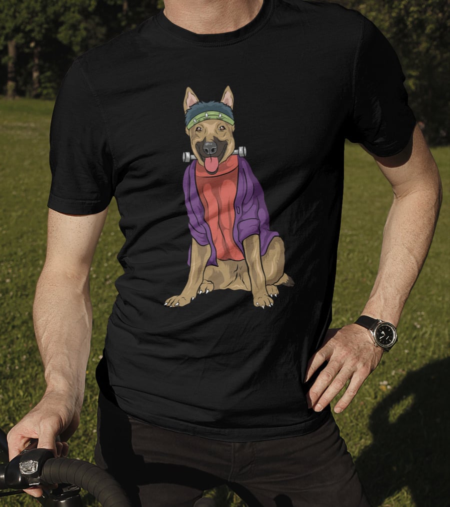 German Shepherd Frankenstein Monster Dog Halloween Humor T-Shirt