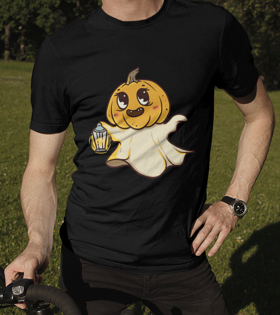 Ghost Pumpkin Kawaii Lantern-Faced Jack O' Lantern T-Shirt