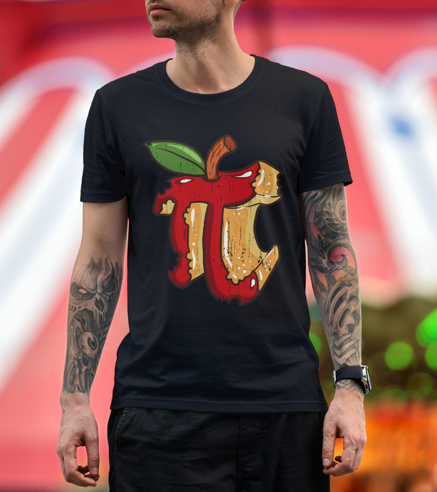 Math Teacher Apple Pi Day 3.14 Funny Math Pun Back to School Apple Core Pi T-Shirt