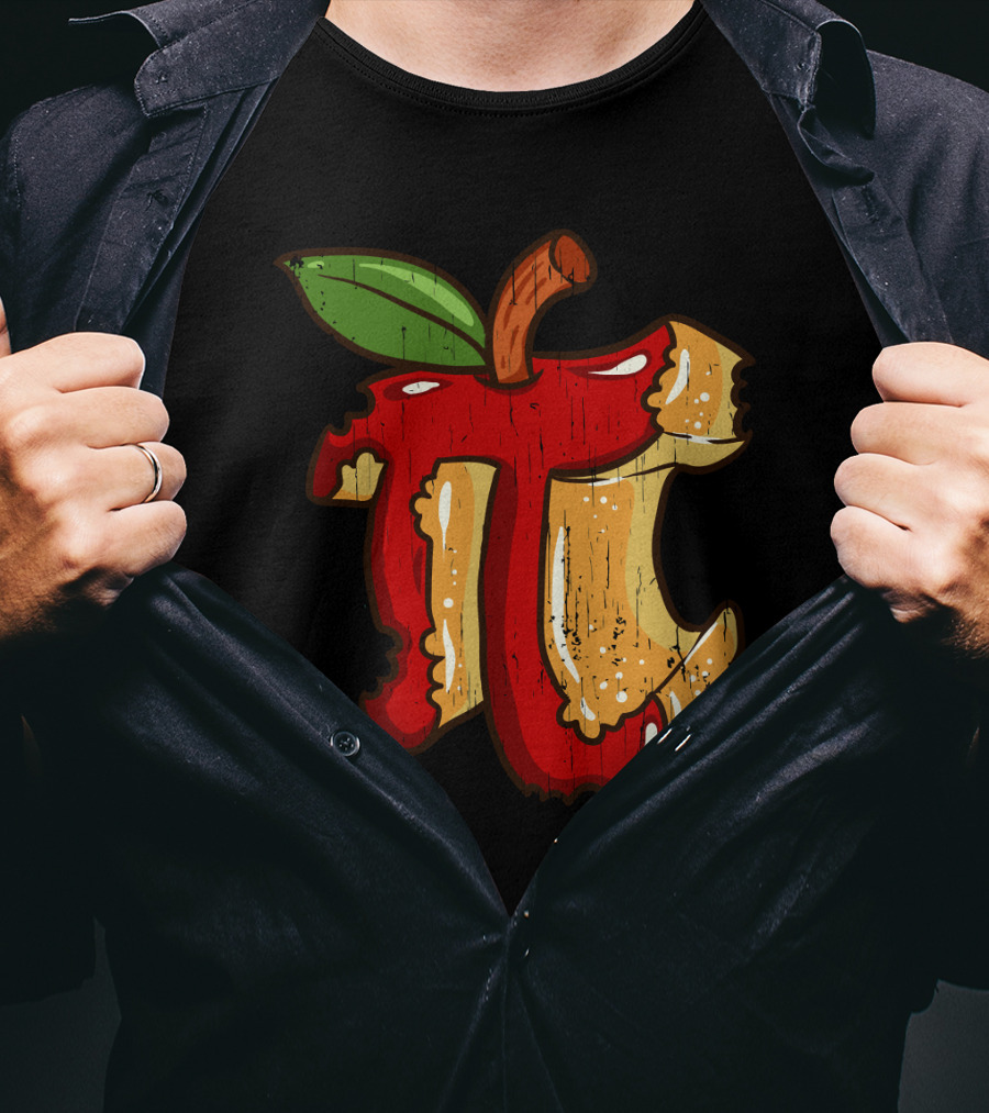 Math Teacher Apple Pi Day 3.14 Funny Math Pun Back To School Apple Core Pi T-Shirt