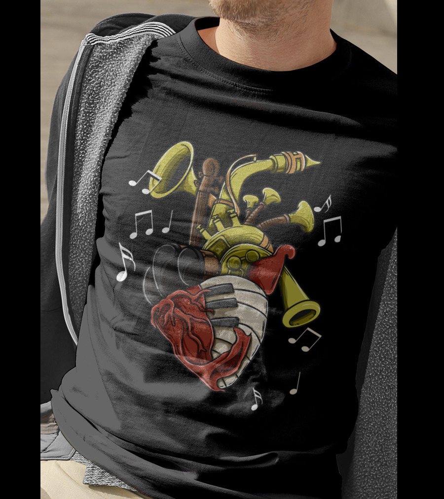 Musician Heart Love Music Passion Musical Instruments Notes T-Shirt