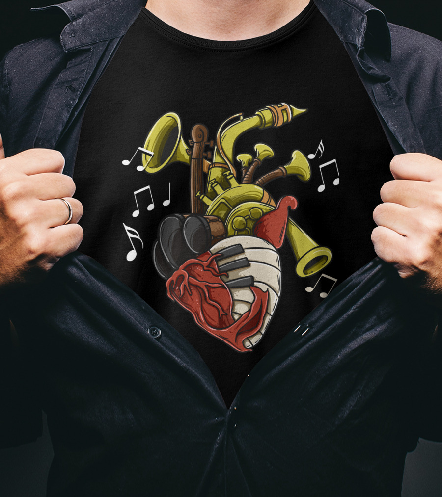 Musician Heart Love Music Passion Musical Instruments Notes T-Shirt