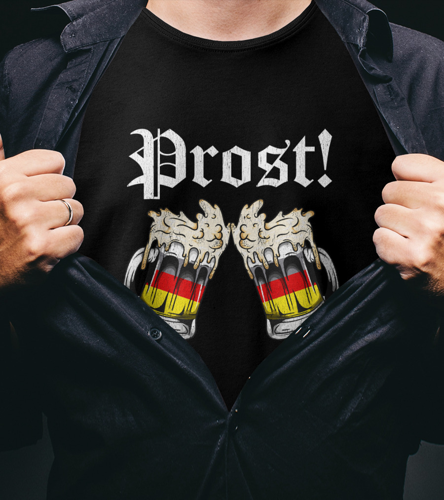 Prost Cheers Oktoberfest Beer German Flag Mugs T-Shirt