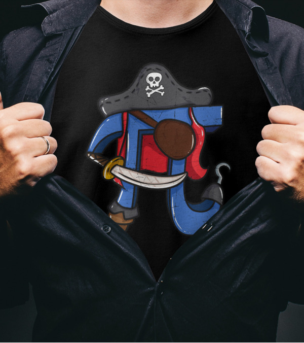 Pi Pirate Math Teacher Humorous Pi Mathematics Lovers T-Shirt
