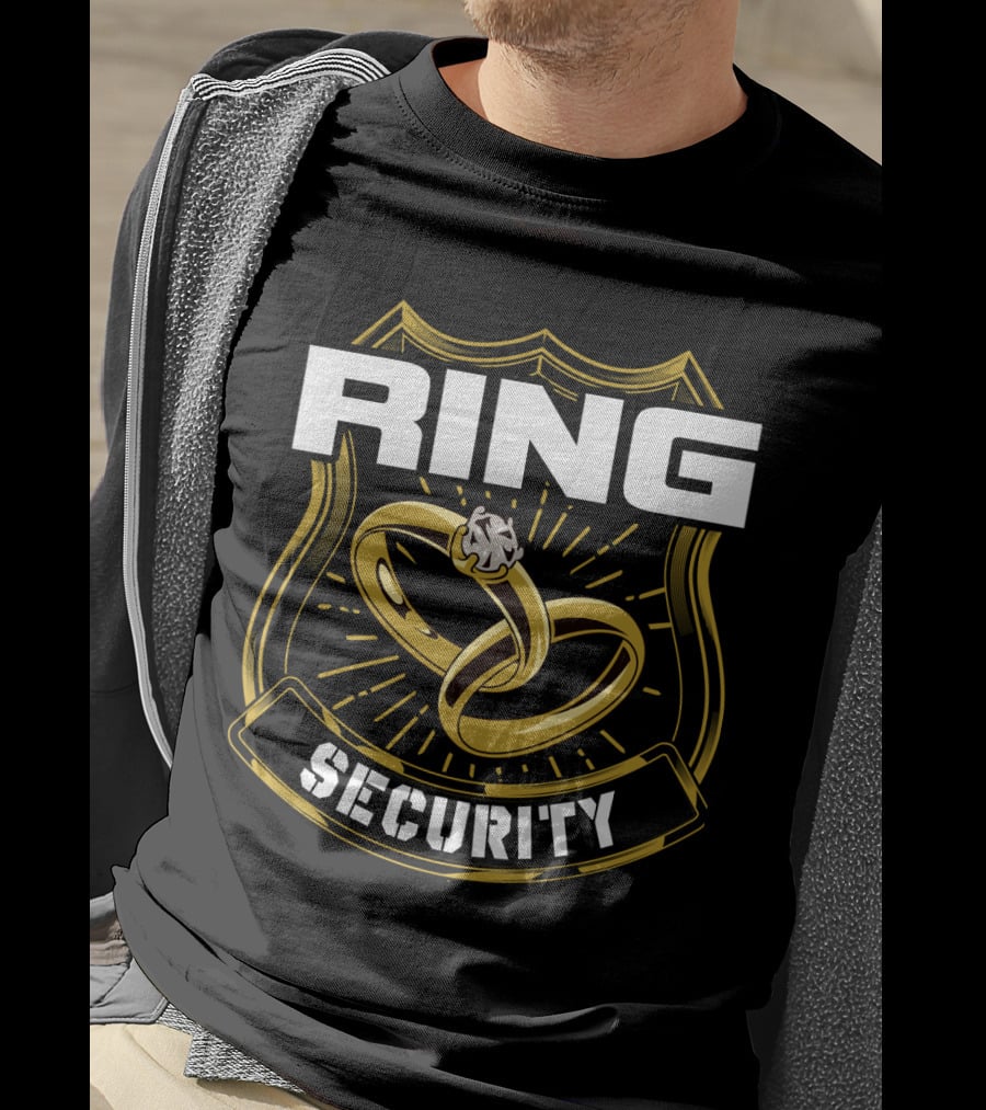 Ring Security Wedding Party Badge With Gold Rings T-Shirt