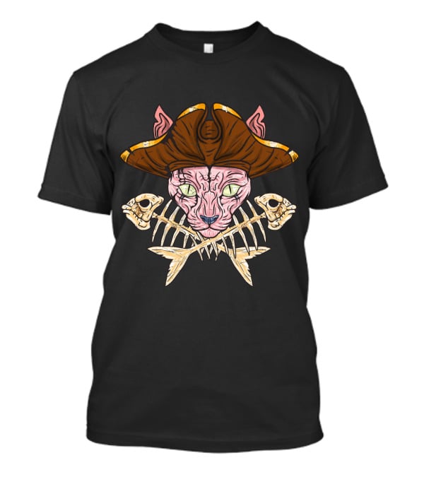 Sphinx Pirate Cat Skull Jolly Roger Crossbones T-Shirt