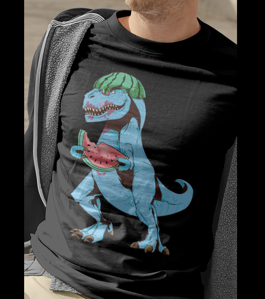 One In A Melon Watermelon Dinosaur Rex Summer Fruit T-Shirt