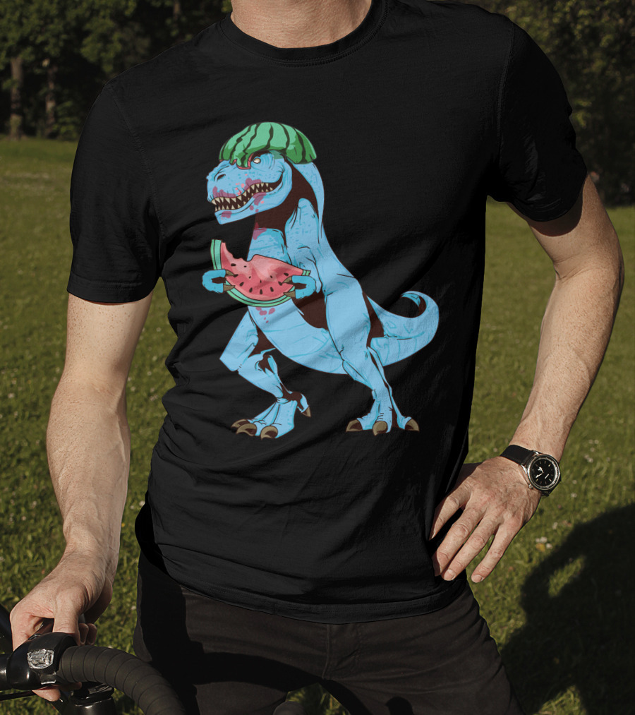 One In A Melon Watermelon Dinosaur Rex Summer Fruit T-Shirt