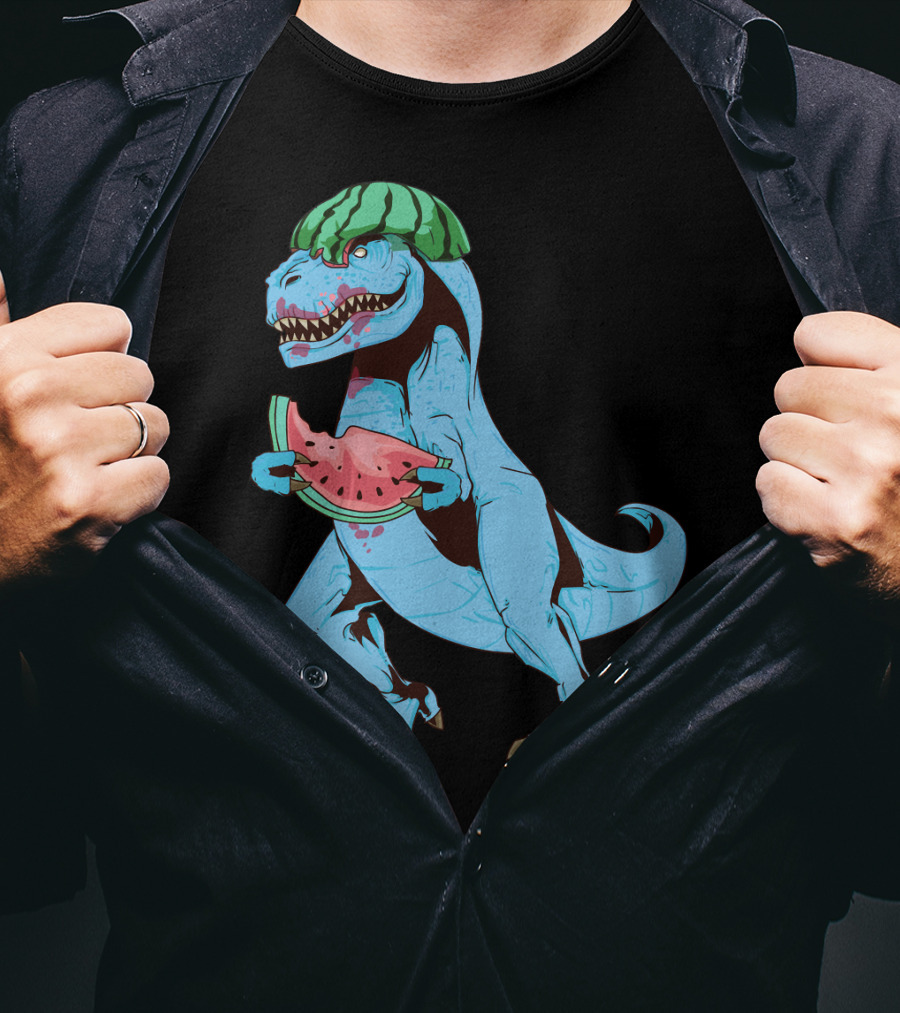 One In A Melon Watermelon Dinosaur Rex Summer Fruit T-Shirt