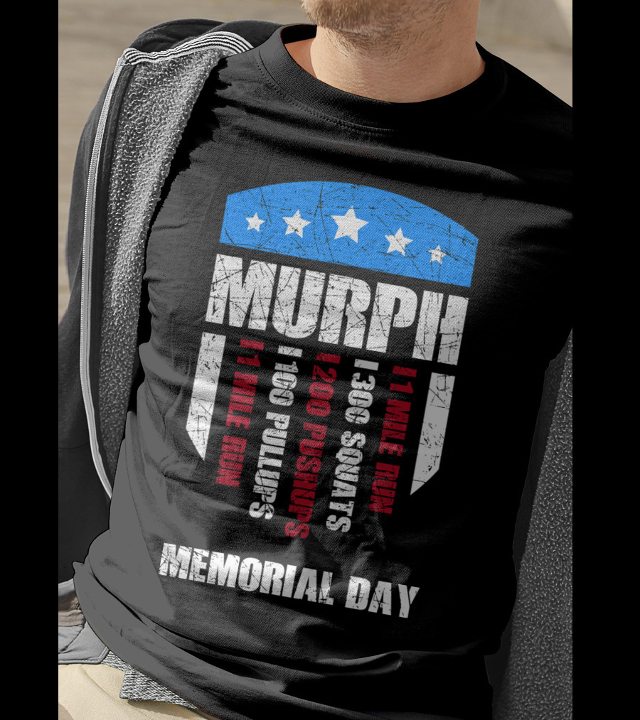 Memorial Day Murph Wod Workout 1 Mile Run 100 Pullups 200 Pushups 300 Squats Recovery T-Shirt