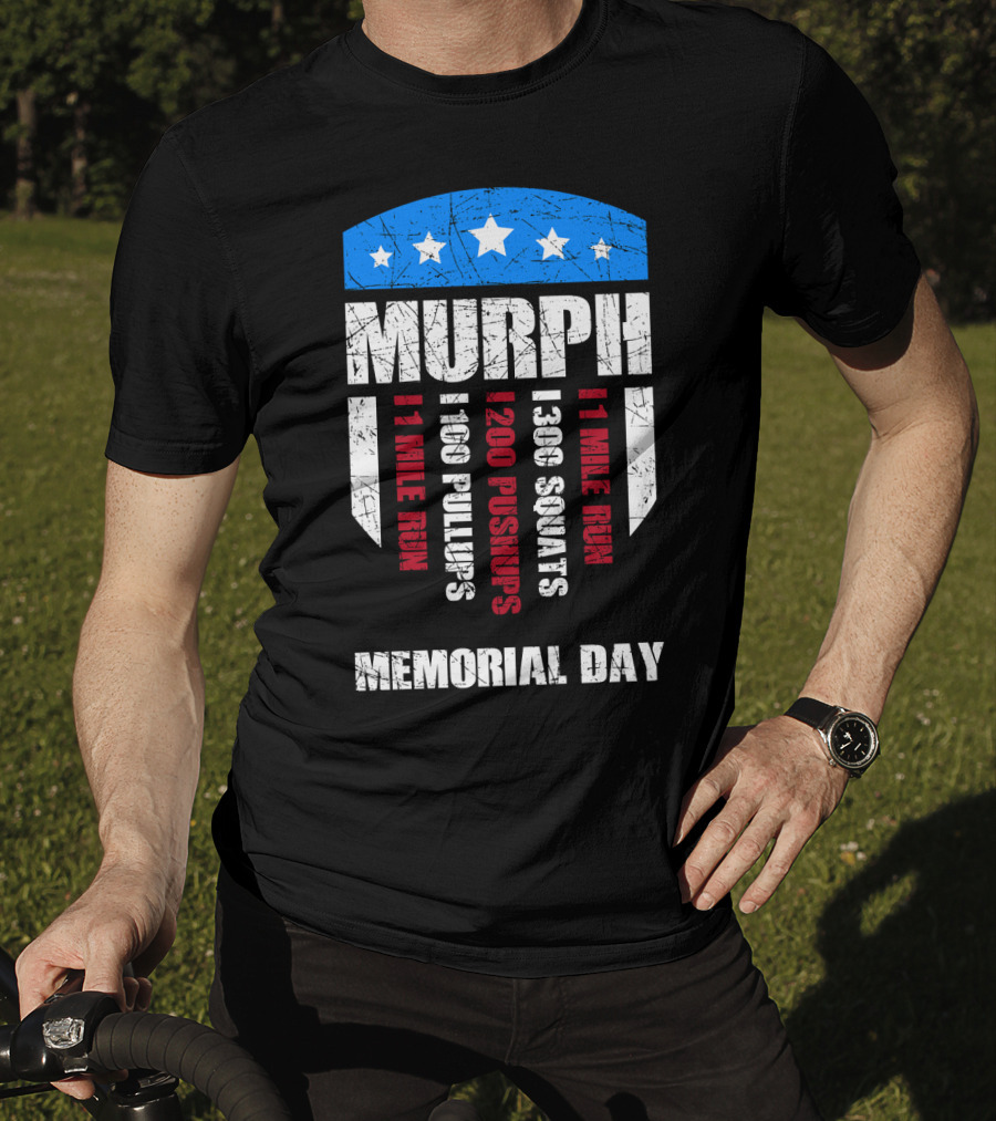 Memorial Day Murph Wod Workout 1 Mile Run 100 Pullups 200 Pushups 300 Squats Recovery T-Shirt