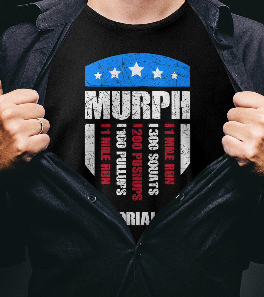 Memorial Day Murph Wod Workout 1 Mile Run 100 Pullups 200 Pushups 300 Squats Recovery T-Shirt