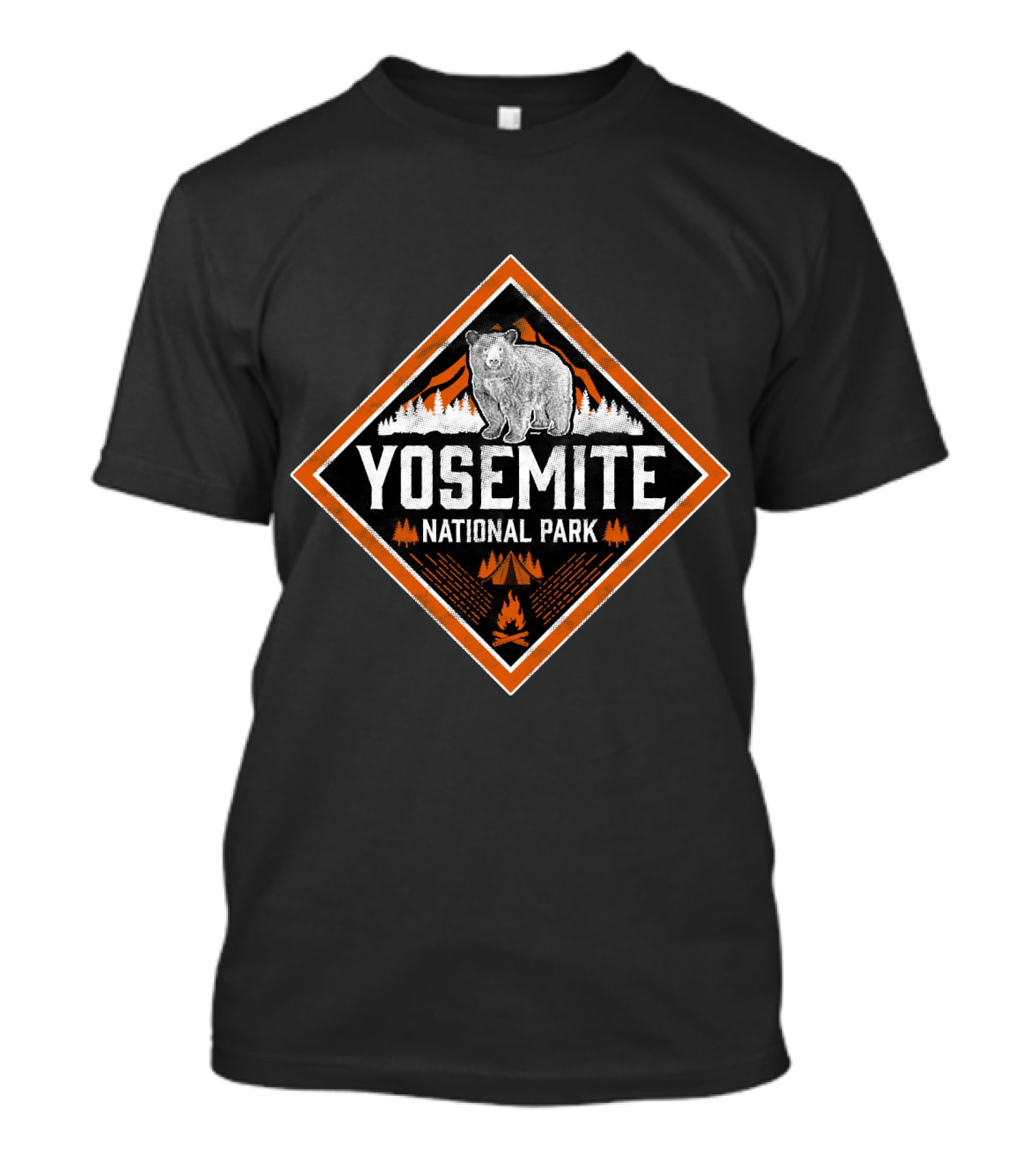 Yosemite National Park California Vintage Bear Mountains Forest Camping Badge T-Shirt