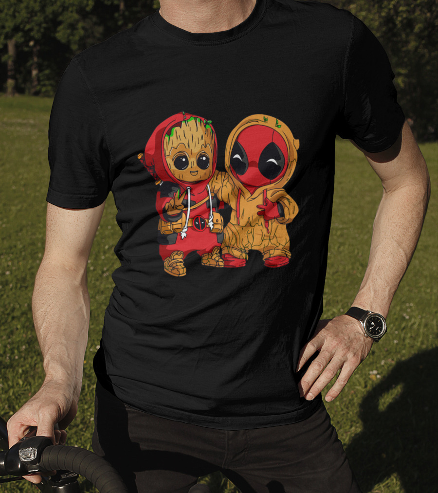 Deadpool Baby Groot Cosplay Crossover Duo T-Shirt