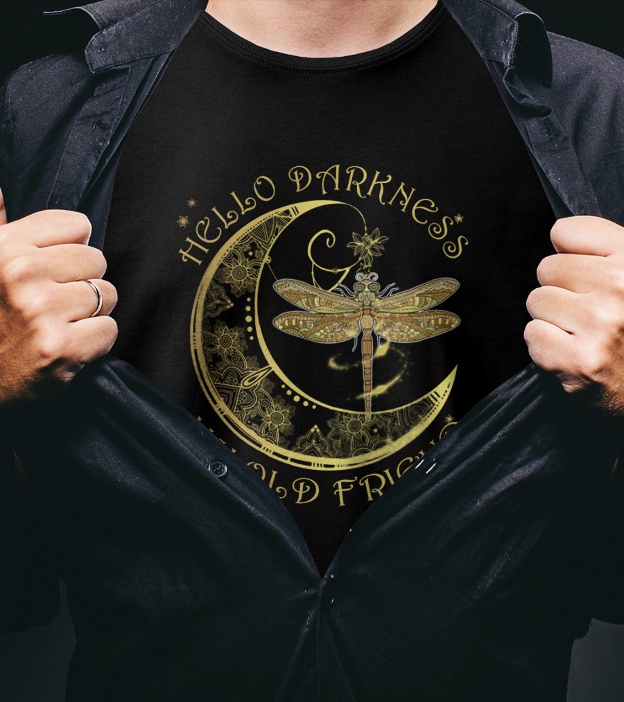 Hello Darkness My Old Friend Dragonfly Crescent Moon T-Shirt