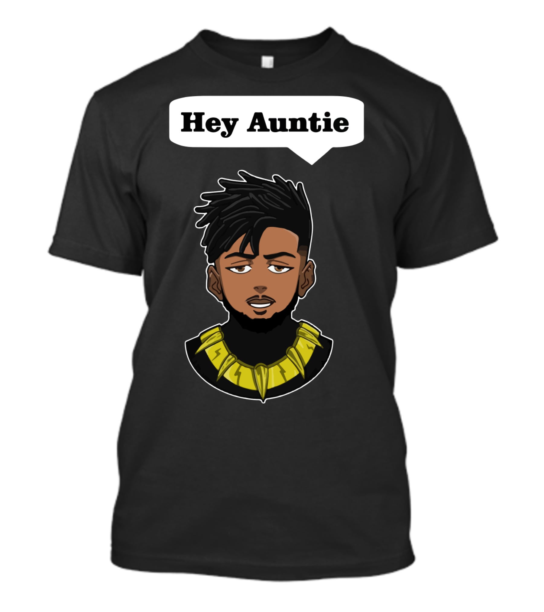Erik Killmonger Hey Auntie Animated Character Necklace Black Panther T-Shirt