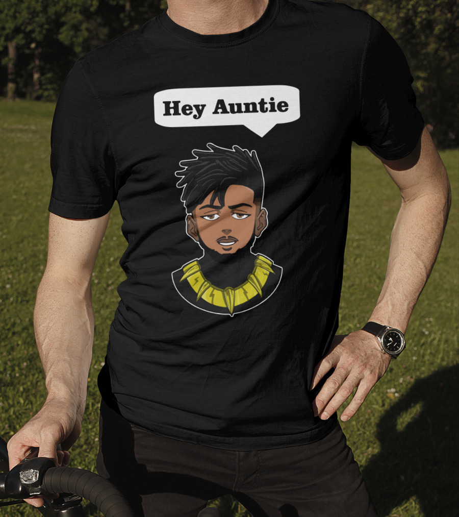 Erik Killmonger Hey Auntie Animated Character Necklace Black Panther T-Shirt