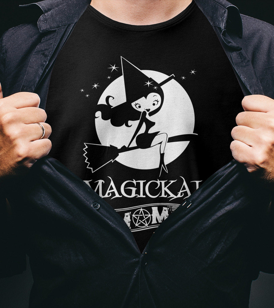 Magickal Mom Pagan Wiccan Witch Broomstick T-Shirt