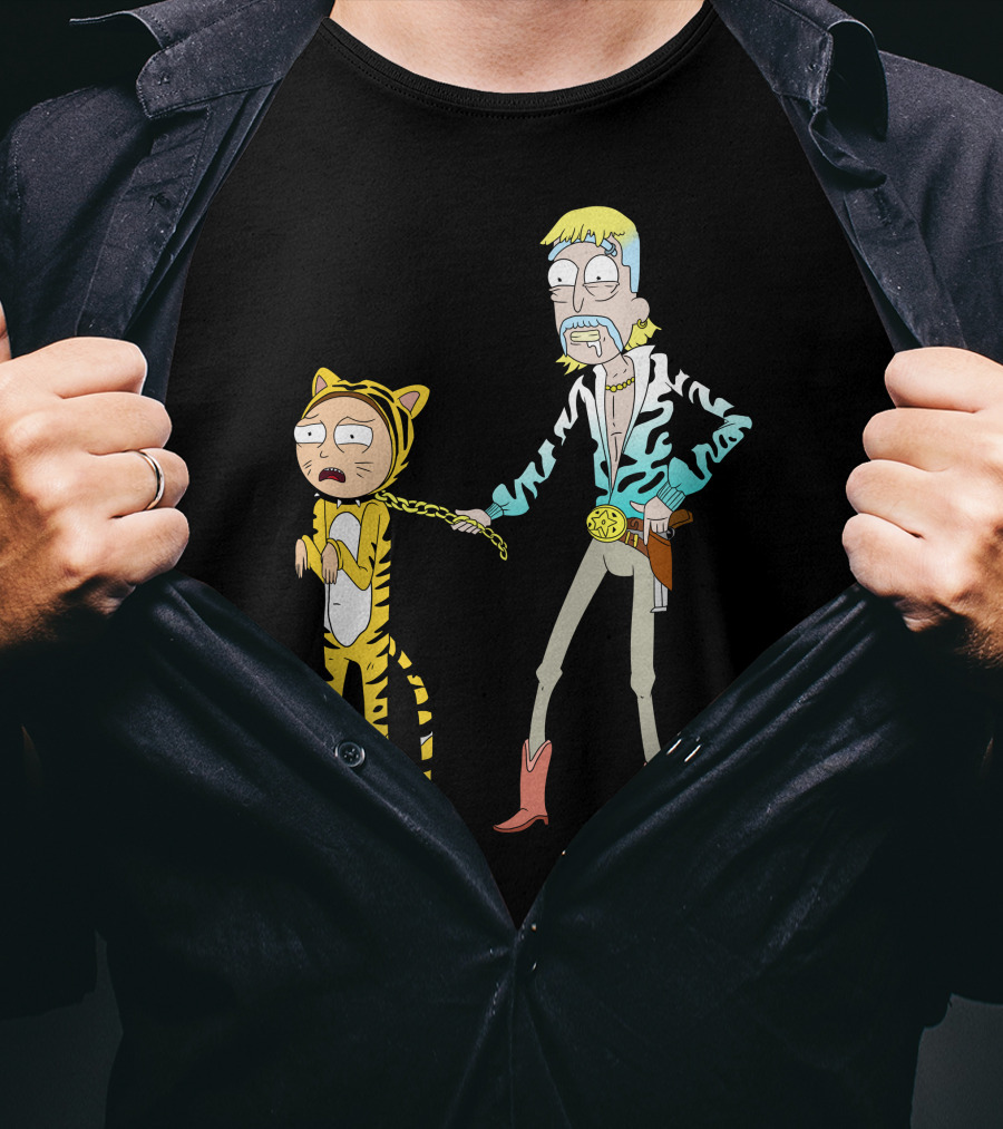 Rick And Morty Joe Exotic Tiger King Parody Character Mashup T-Shirt