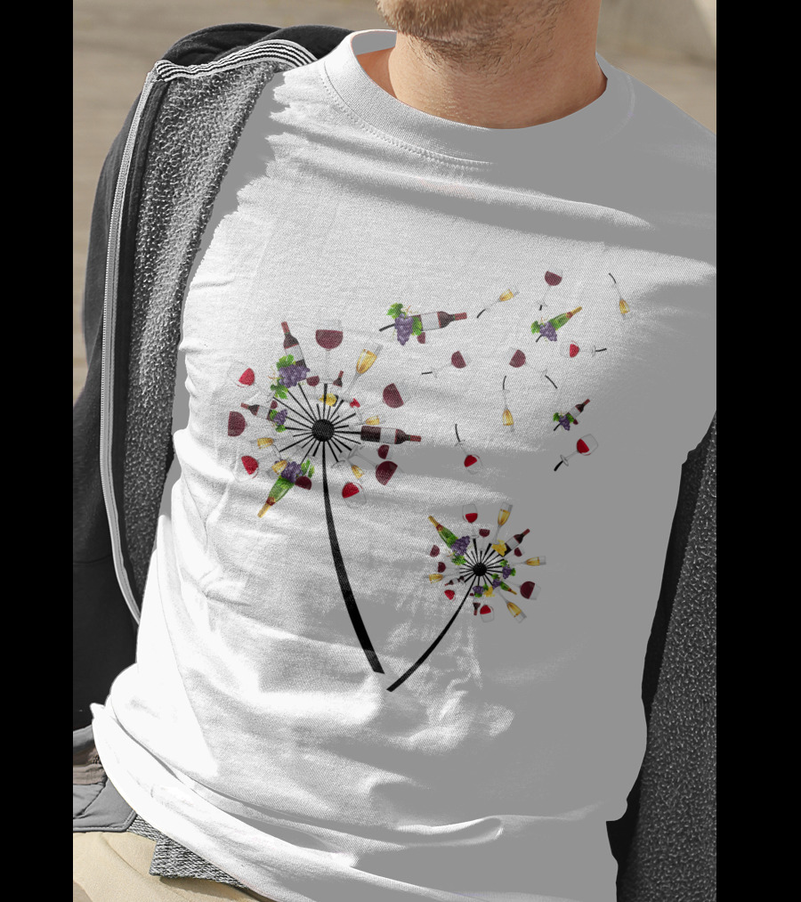 Dandelion Wine Flower Glass Bottle Grapes T-Shirt