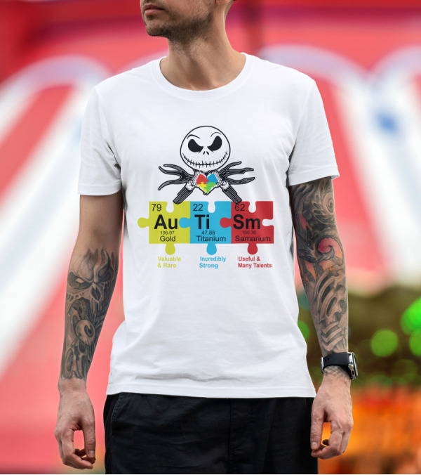Premium T-Shirt: Jack Skellington AuTiSm Puzzle Periodic Table Valuable Rare Incredibly Strong Talents T-Shirt Jack Skellington AuTiSm Puzzle Periodic Table Valuable Rare Incredibly Strong Talents T-Shirt