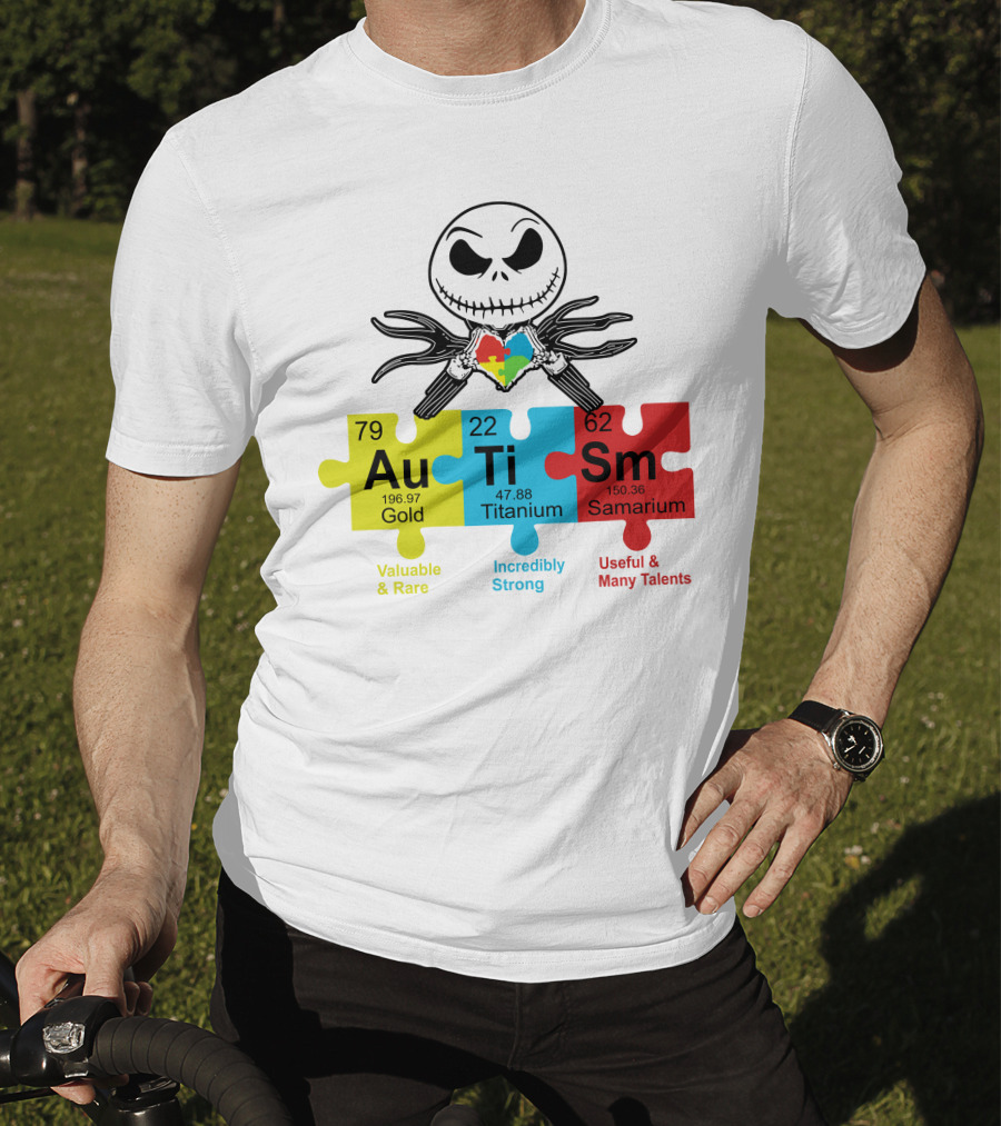 Jack Skellington AuTiSm Puzzle Periodic Table Valuable Rare Incredibly Strong Talents T-Shirt