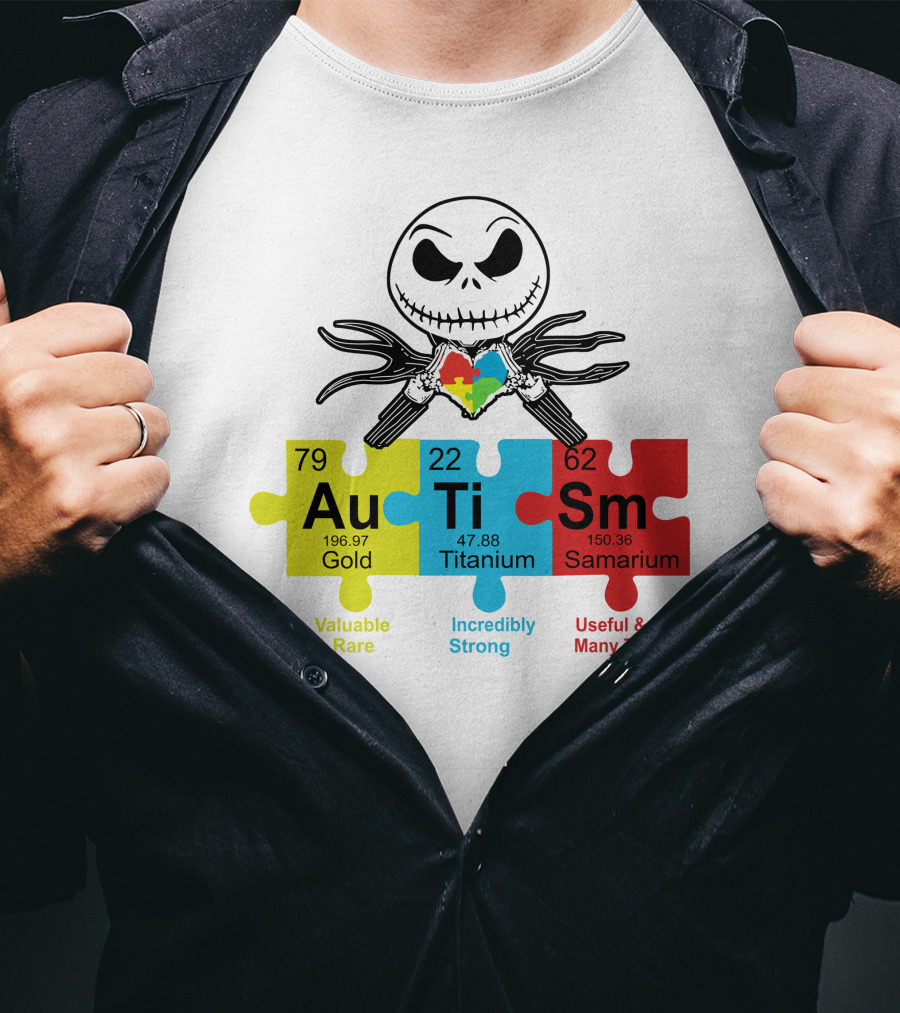 Jack Skellington AuTiSm Puzzle Periodic Table Valuable Rare Incredibly Strong Talents T-Shirt
