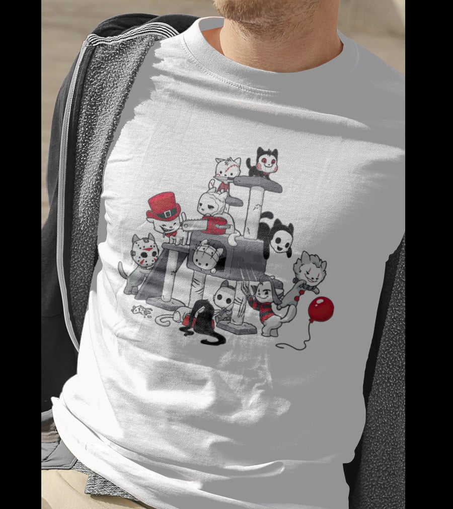 Park Cats Inspired By Scariest Horror Movie Characters T-Shirt