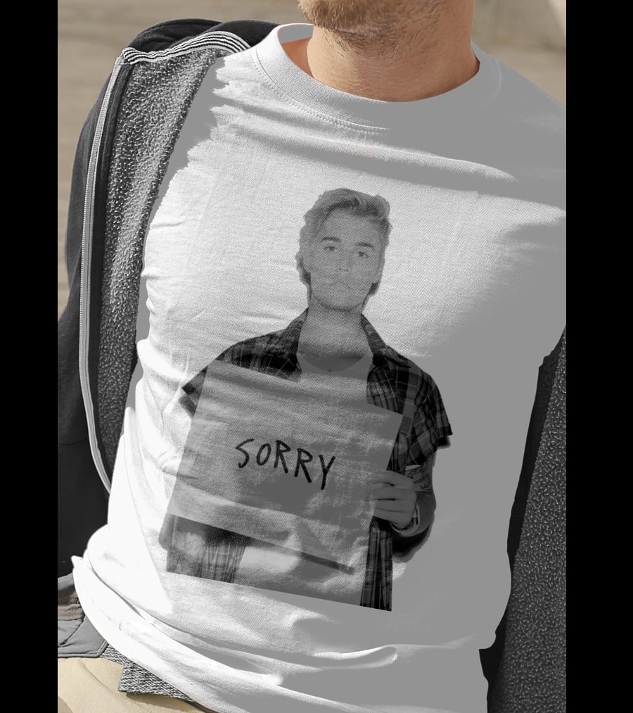 Sorry Justin Bieber Black And White Image T-Shirt