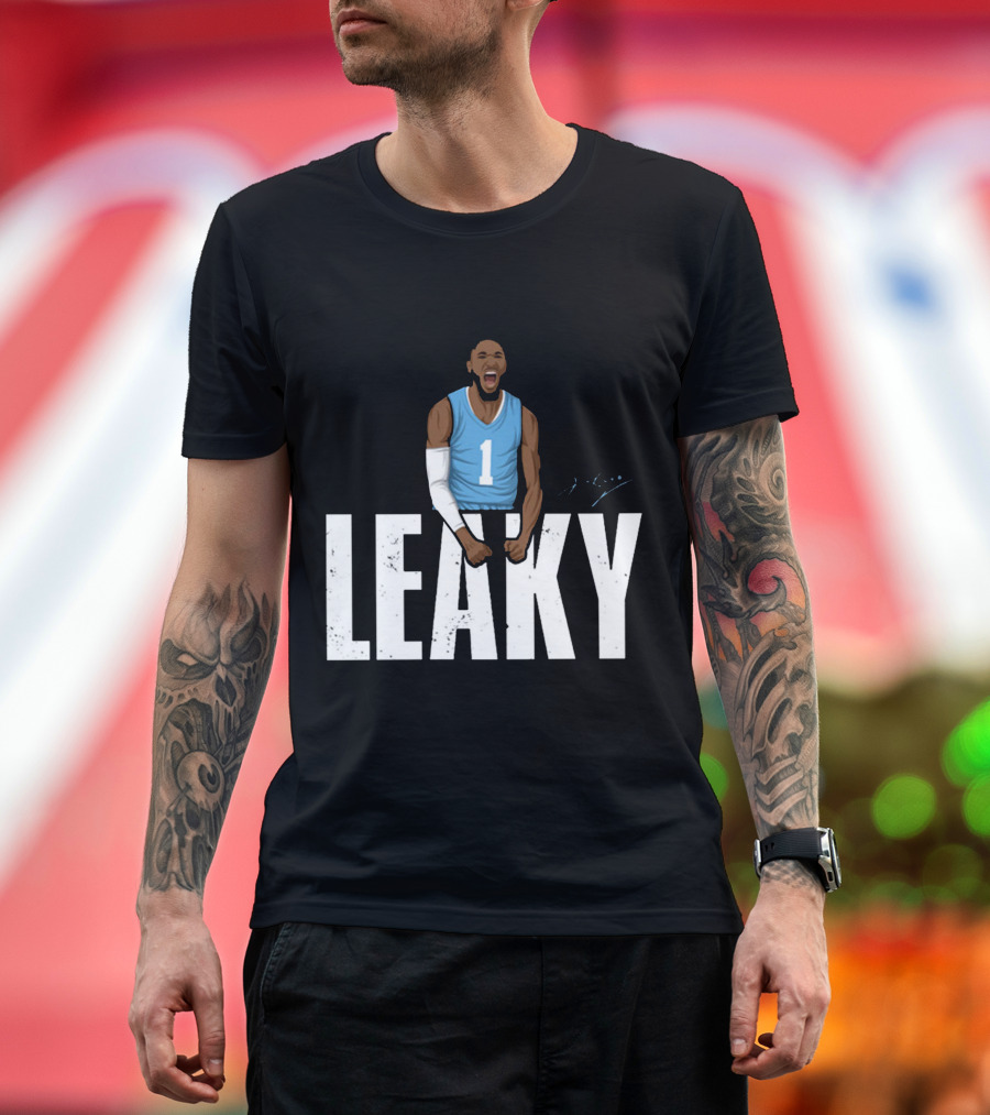 Leaky Black Number 1 Jersey Graphic Blue Basketball T-Shirt