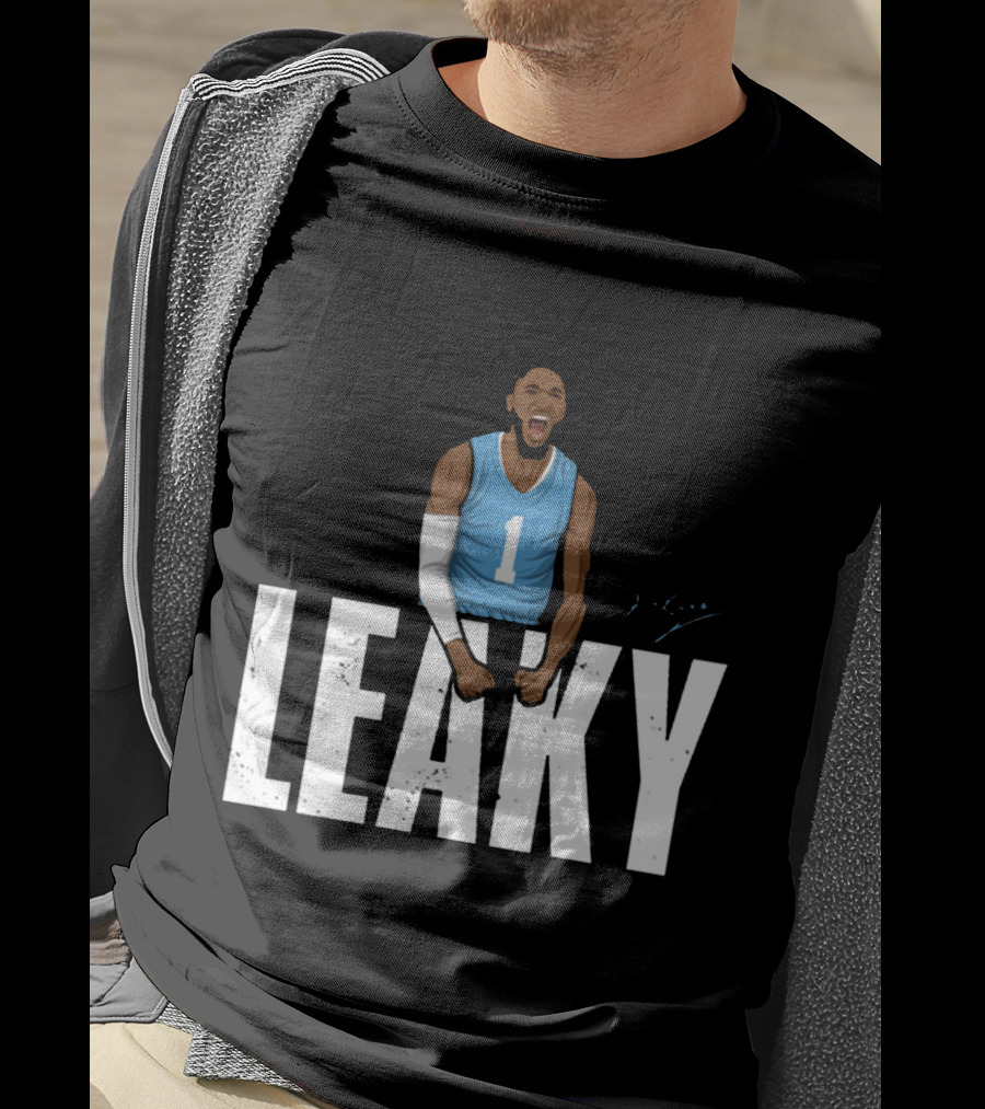 Leaky Black Number 1 Jersey Graphic Blue Basketball T-Shirt