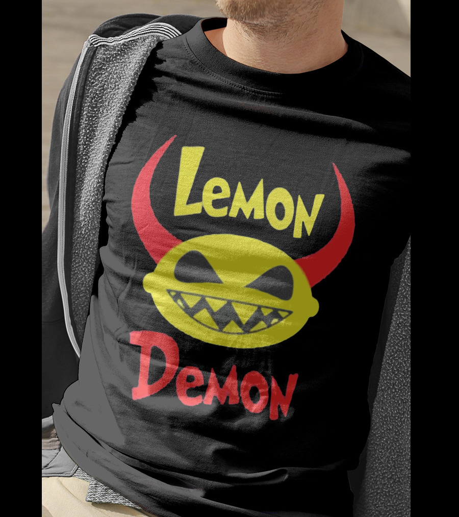 Lemon Demon Smiling Yellow Face With Red Horns T-Shirt