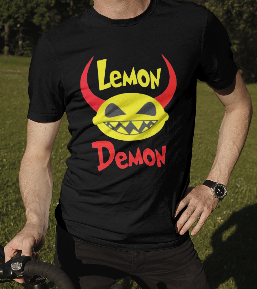 Lemon Demon Smiling Yellow Face With Red Horns T-Shirt
