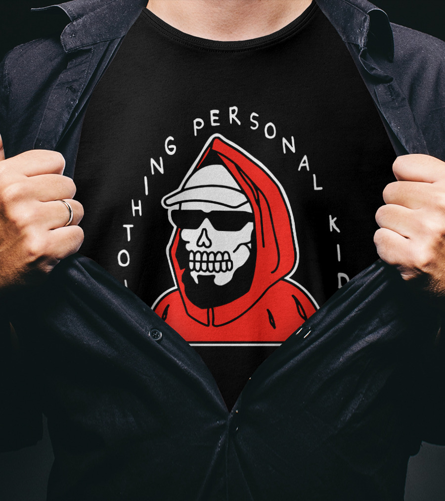 Pewdiepie Nothing Personal Kid Skeleton In Red T-Shirt