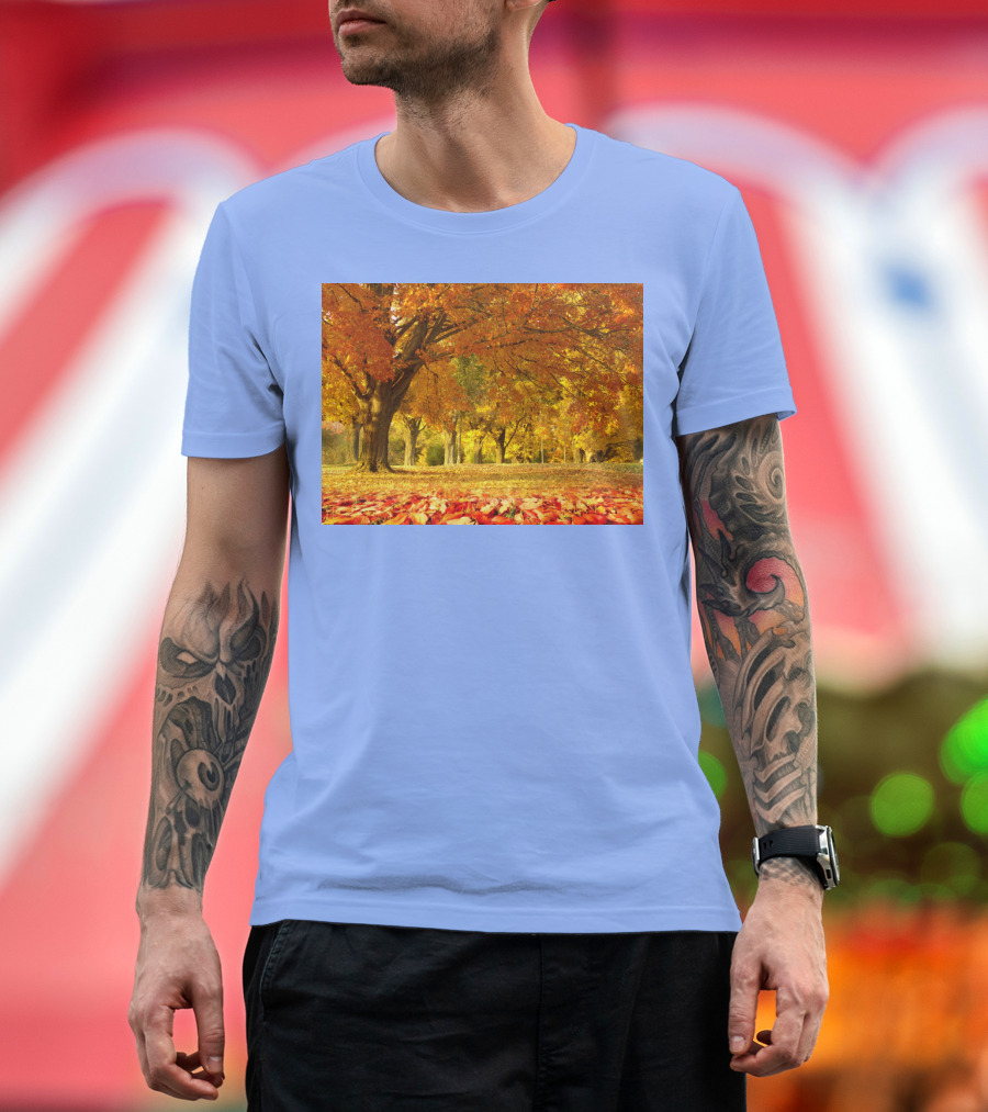 Nature Jungle Autumn Leaves Landscape Forest Scene T-Shirt