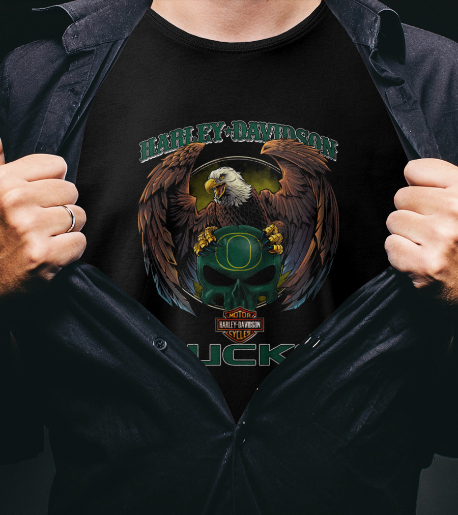 Harley Davidson Motor Cycles Oregon Ducks Eagle T-Shirt