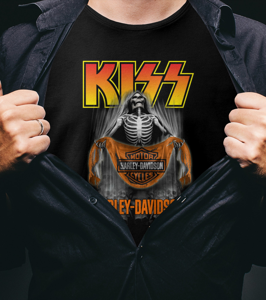 Kiss Harley Davidson Skeleton T-Shirt