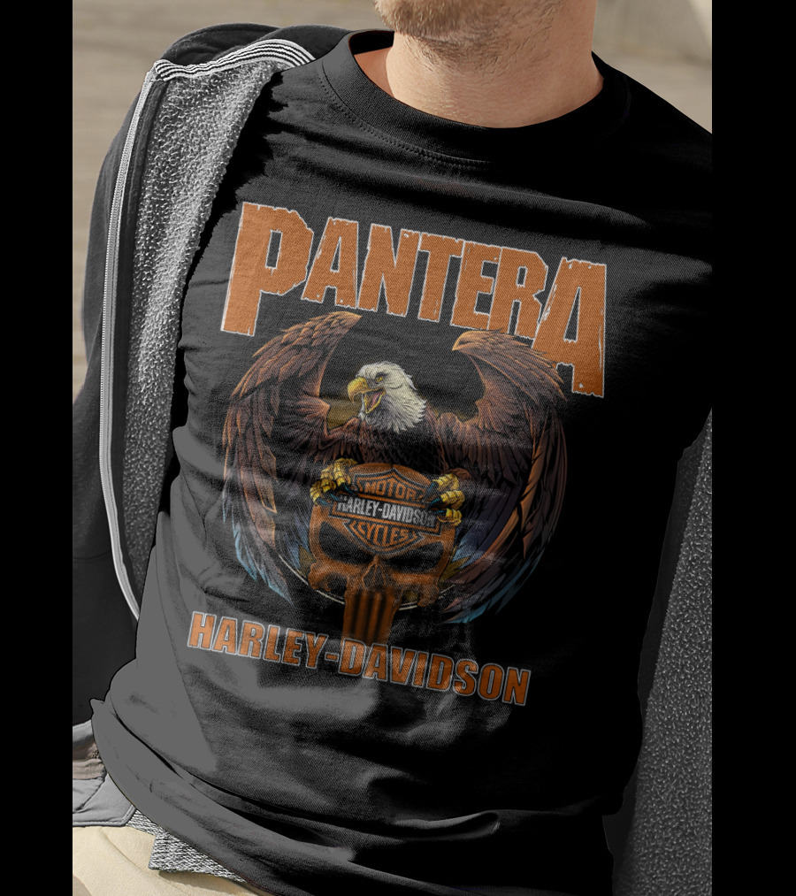 Pantera Eagle With Harley Davidson Motorcycles Iconic Symbol T-Shirt