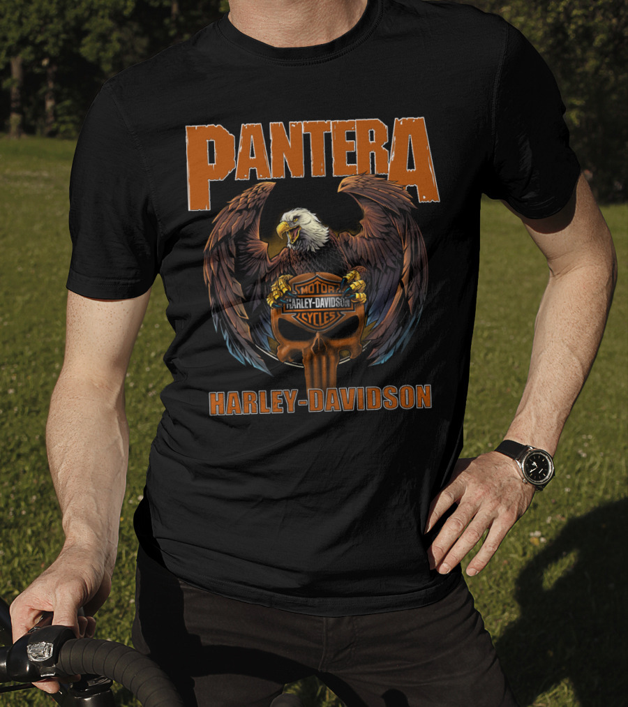 Pantera Eagle With Harley Davidson Motorcycles Iconic Symbol T-Shirt