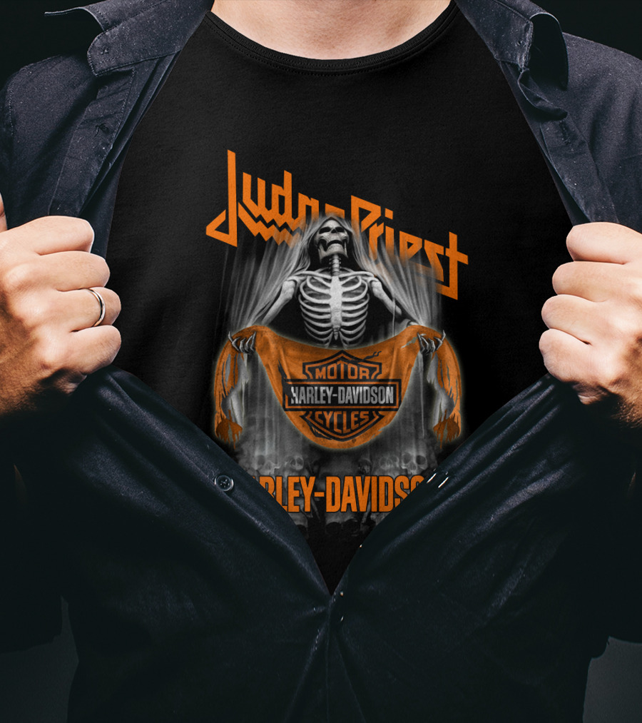 Judas Priest Harley Davidson Skeleton Motör Cycles T-Shirt
