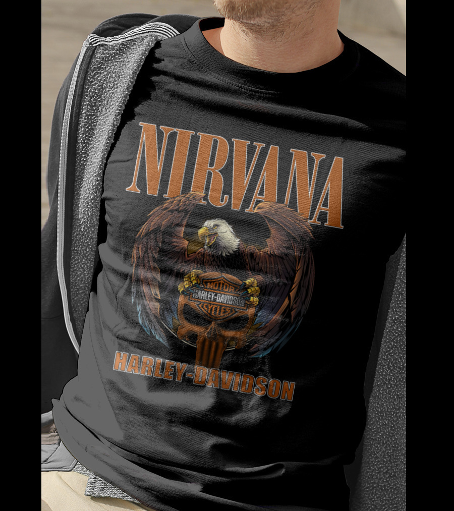Nirvana Harley Davidson Motor Cycles Eagle T-Shirt