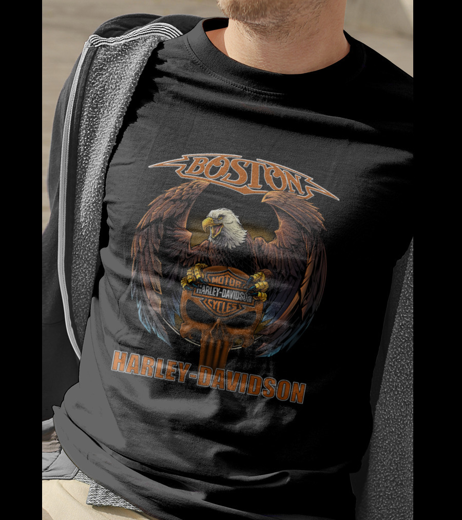 Boston Harley Davidson Eagle Motor Cycles T-Shirt