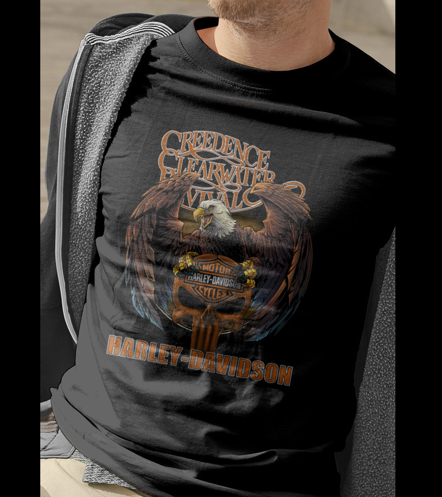 Creedence Clearwater Revival Harley Davidson Motorcycles Eagle T-Shirt
