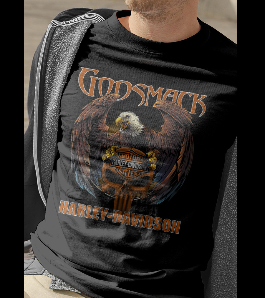 Godsmack Harley Davidson Eagle Skull T-Shirt