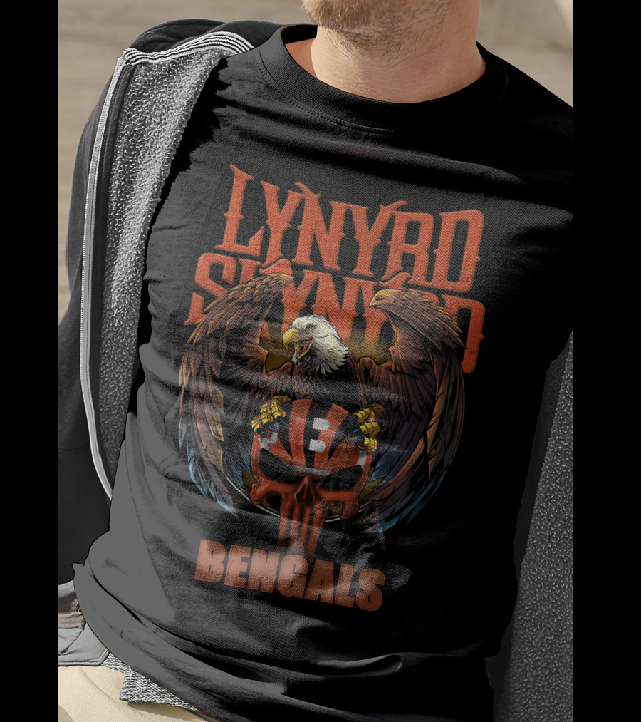 Lynyrd Skynyrd Bengals Eagle Skull Helmet T-Shirt