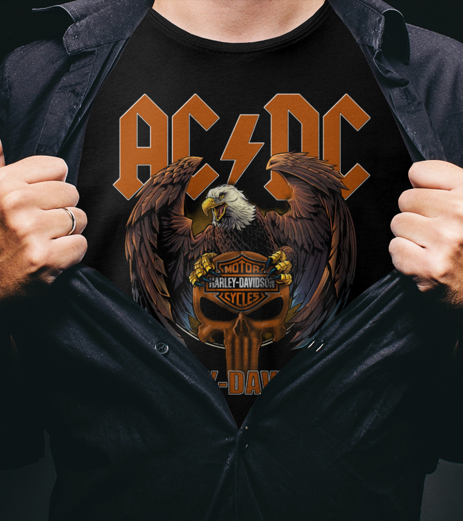 Acdc Harley Davidson Motor Cycles Eagle T-Shirt