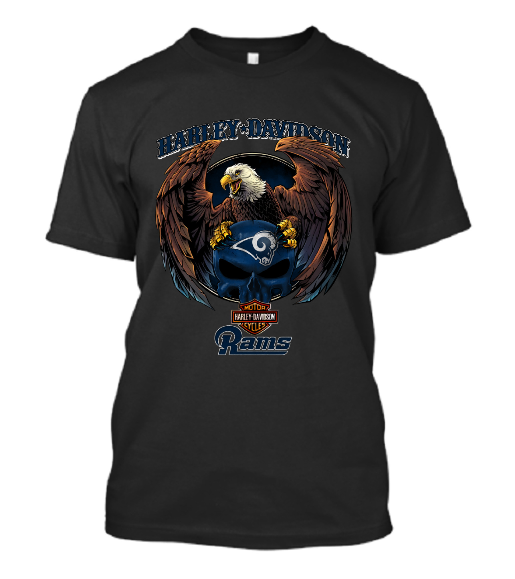 Harley Davidson Motor Cycles Los Angeles Rams Eagle T-Shirt