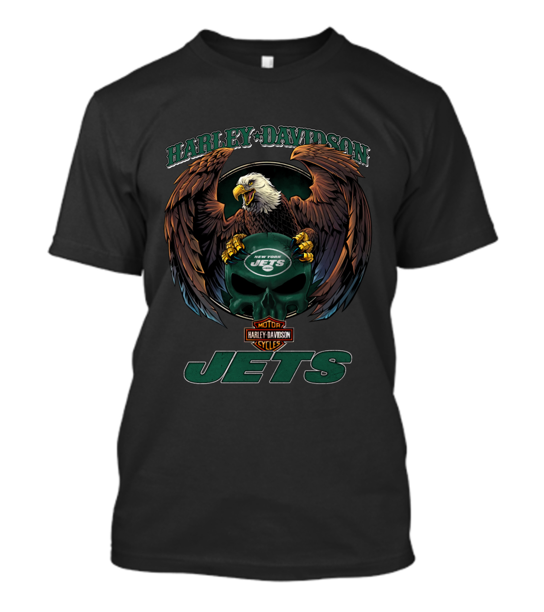 Harley Davidson Motor Cycles New York Jets Eagle T-Shirt