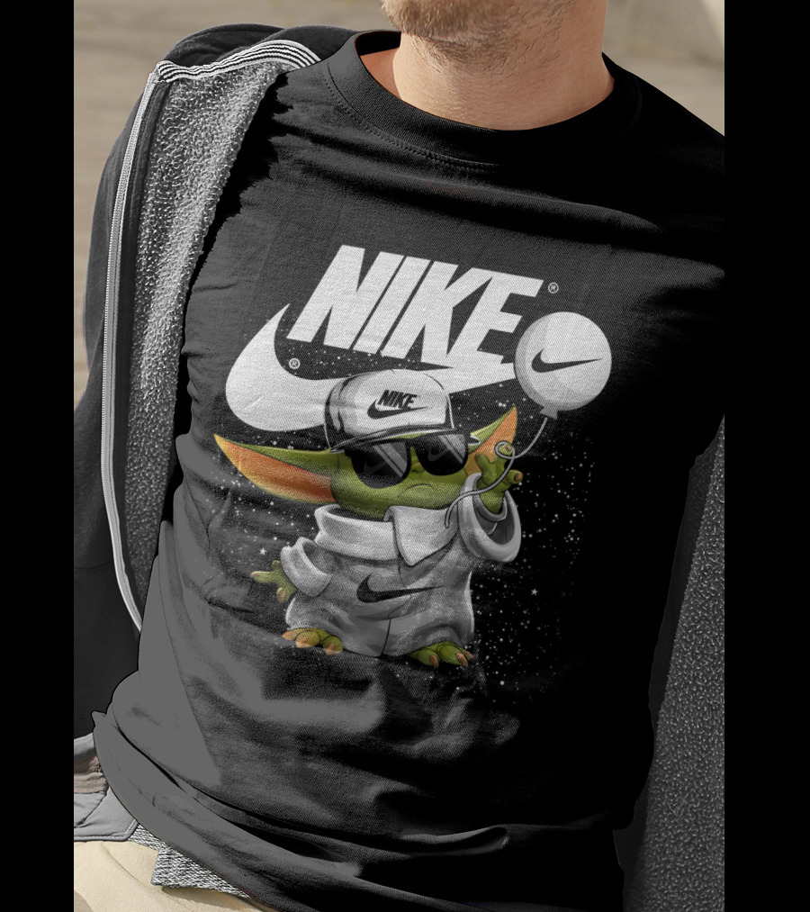 Nike Baby Yoda With Sunglasses And Balloon T-Shirt